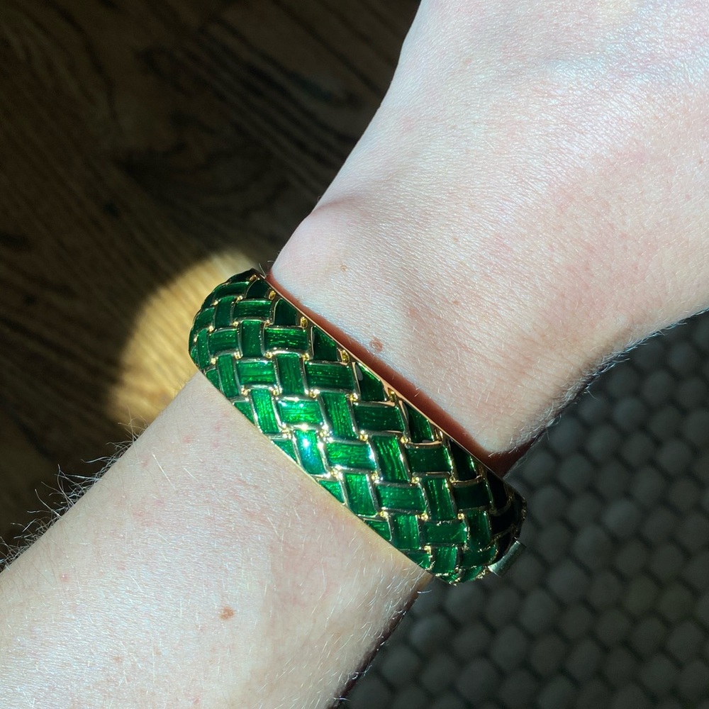 Lily Pulitzer Green Enamel Woven Bracelet